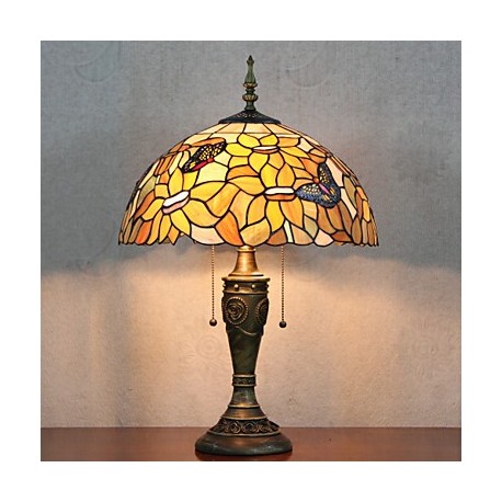 Floral Shade Table Lamp, 2 Light, Resin Glass Painting