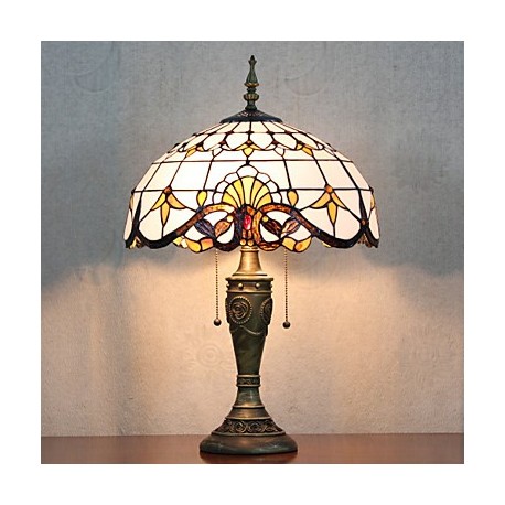 Table Lamp, 2 Light, Elegant Resin Glass Painting