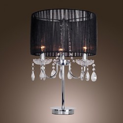 Comtemporary Crystal 3 - Light Table Light with Farbric Shade Candle Featured