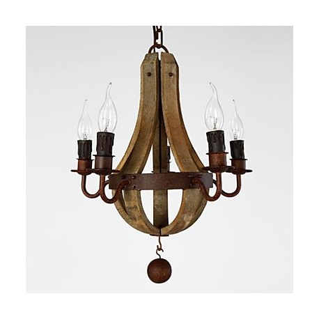 40W Vintage Mini Style Painting Wood/Bamboo ChandeliersLiving Room / Bedroom / Dining Room / Study Room/Office / Kids Room / Ent