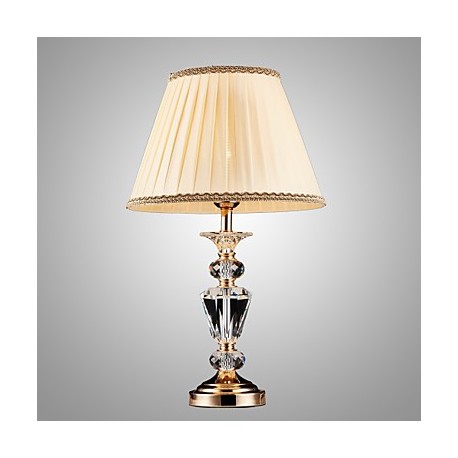 Iron Desk Lamp with Crystal Pillar Cloth Shade Classic Lighting