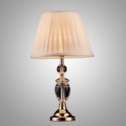 Iron Desk Lamp with Crystal Pillar Cloth Shade Classic Lighting