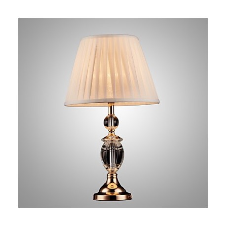 Iron Desk Lamp with Crystal Pillar Cloth Shade Classic Lighting