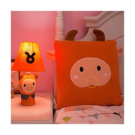 Taurus Bedside Cartoon Table Lamp,Cute Orange Cloth