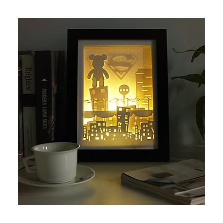 23*23*6CM Christmas Present Novel 3 D Sketch Paper Carving Lamp Creative Mural Frame Lamp Light Led