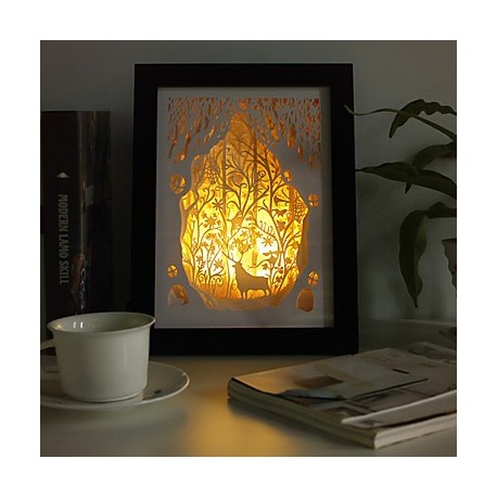 23*23*6CM Christmas Present Novel 3 D Sketch Paper Carving Lamp Creative Mural Frame Lamp Light Led