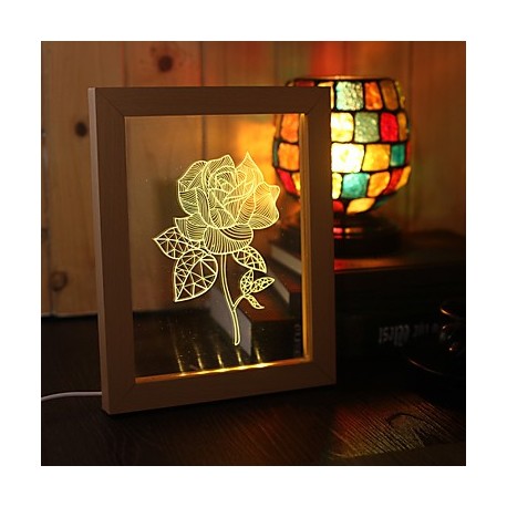 22*19*7.5CM 3 D Frame Wood Night Light Creative Gift Stereo Led Frame Light Christmas Gift Table Lamp Light Led