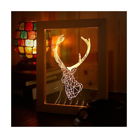 22*19*7.5CM 3 D Frame Wood Night Light Creative Gift Stereo Led Frame Light Christmas Gift Table Lamp Light Led