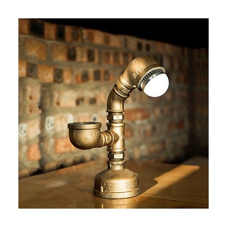 2015 Industrial Steampunk Custom Desk Pipe Lamp Led Bulb Working Valve Switch Vintage Water Pipe Metal Iron Light-B013