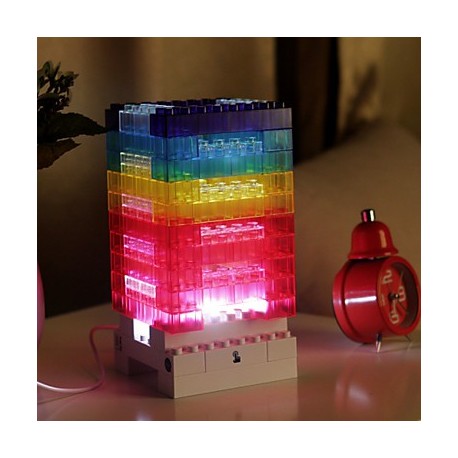 12*12*24CM Creative Diy Colorful Wood Blocks Concept Touch Small Night Light Lamp Light Led