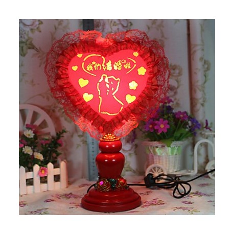 Valentine'S Day Heart-Shaped Red Cloth Creative Marriage Home Furnishing Articles Practical Desk Lamp Led Light