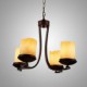 Iron Painting Chandelier with Glass Shade Classic Candle Lighting Lamp 4 Heads